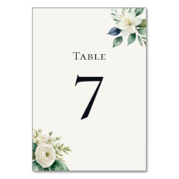 Numeração De Mesa Recepção de Casamento com Flores Brancas Elegantes