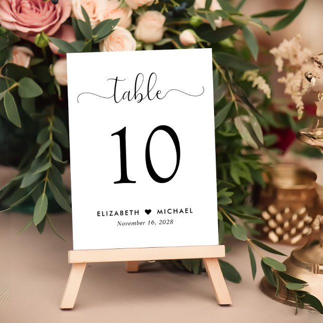 Numeração De Mesa Recepção de Casamento com Letra Estilosa (Criador carregado)