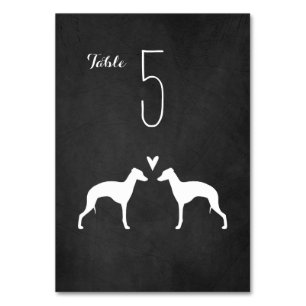 Numeração De Mesa Recepção de Casamento com Silhuetas de Galgo Itali