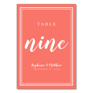 Numeração De Mesa Recepção de Casamento Coral Simples Mesa Número