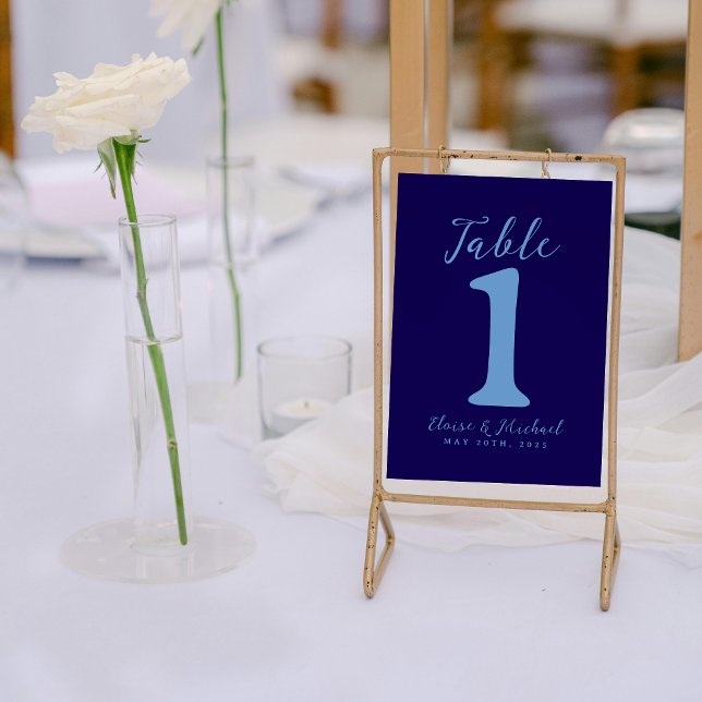 Numeração De Mesa Recepção de casamento Costeira Moderna Simples (Add a refined and organized touch to your reception with this Modern Blue Table Number!)