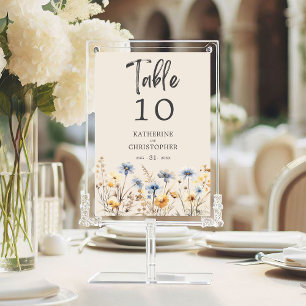 Numeração De Mesa Recepção de casamento de flor selvagem azul empoei