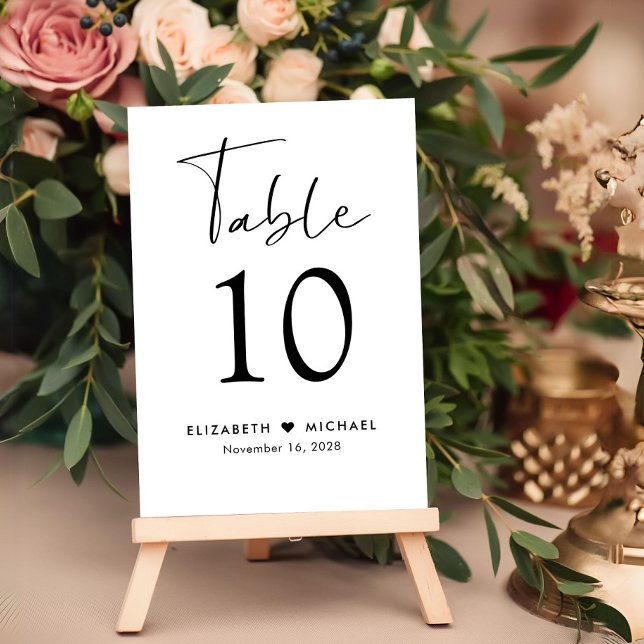 Numeração De Mesa Recepção de casamento de Script Chic (Criador carregado)