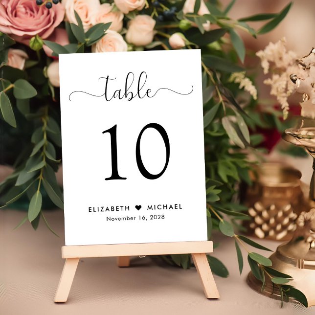 Numeração De Mesa Recepção de casamento de Script Elegante (Criador carregado)