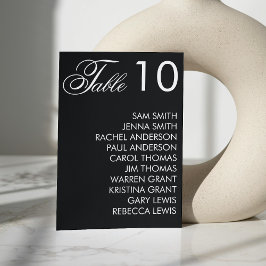 Numeração De Mesa Recepção de casamento de Script Elegante Preto e B