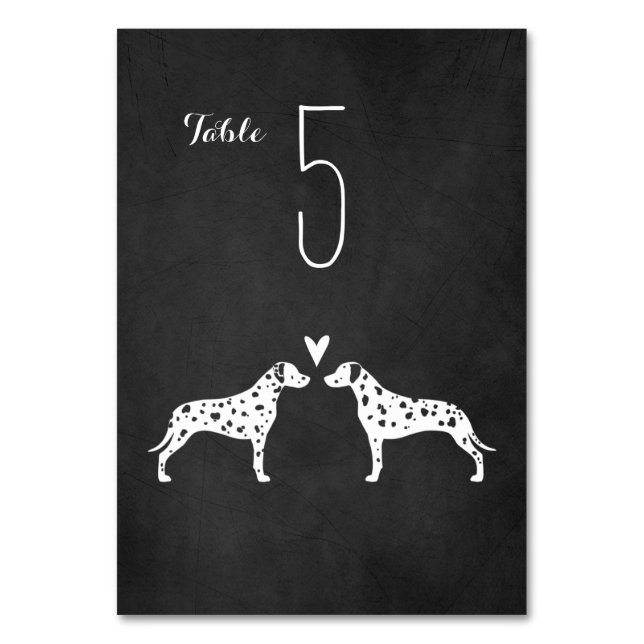 Numeração De Mesa Recepção de casamento de Silhouettes de Cães Dalmá (Frente)