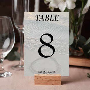 Numeração De Mesa Recepção de casamento do Coração da Areia de Praia