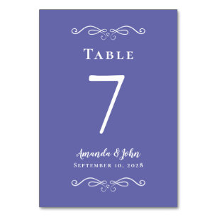 Numeração De Mesa Recepção de Casamento Elegante Azul Pervinca Branc