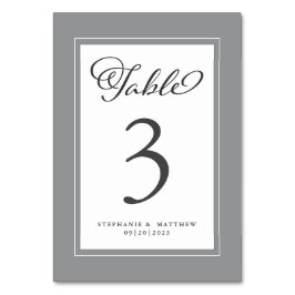 Numeração De Mesa Recepção de Casamento Elegante Chic Cinza e Branco