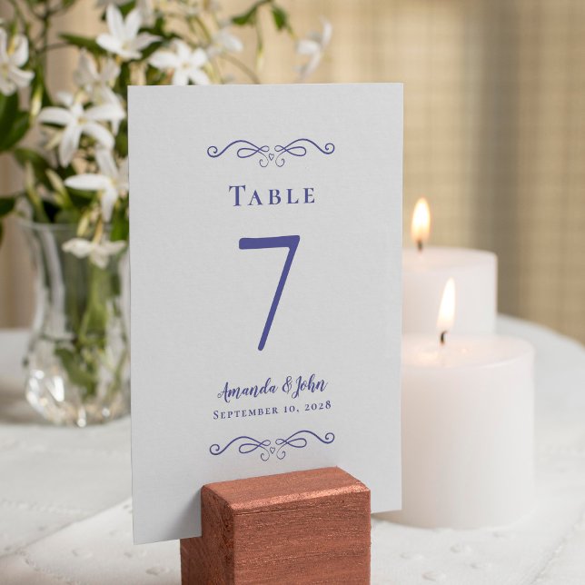 Numeração De Mesa Recepção de Casamento Elegante Periwinkle Branco M (Criador carregado)
