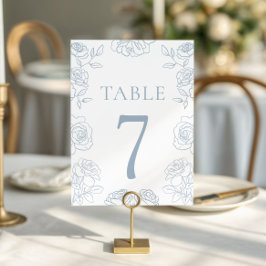Numeração De Mesa Recepção de Casamento Elegante Rosa Azul Empoeirad