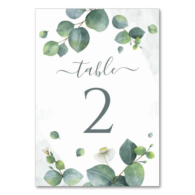 Numeração De Mesa Recepção de Casamento Eucalipto Verde Banco Tabl (Frente)