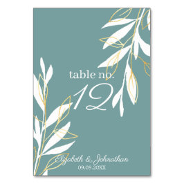 Numeração De Mesa Recepção de casamento Floral de Cor Verde ouro