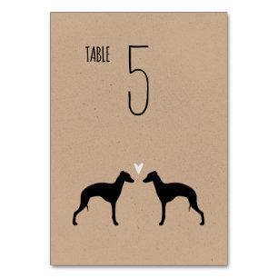 Numeração De Mesa Recepção de casamento italiana Greyhound Silhouett