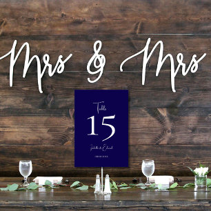 Numeração De Mesa Recepção de Casamento Moderna Escura Azul-Marinho 