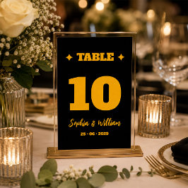 Numeração De Mesa Recepção de Casamento Preto e Dourado
