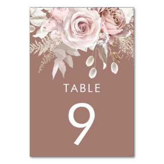 Numeração De Mesa Recepção de Casamento Rosa Empoeirado e Argila Ros