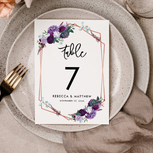 Numeração De Mesa Recepção de casamento Roxo Moderna