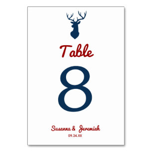 Numeração De Mesa Recepção de casamento Russo Vermelho e Azul de V