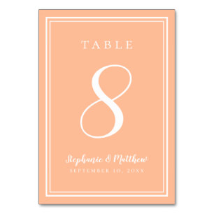 Numeração De Mesa Recepção de Casamento Simples Moderna Pêssego Mini