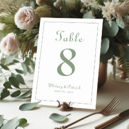 Numeração De Mesa Recepção de Casamento Verde Sage Elegante Jantar F