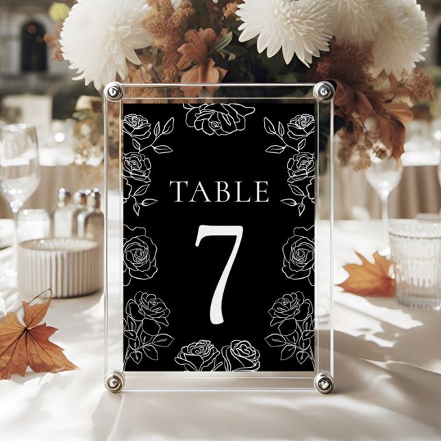 Numeração De Mesa Recepção Formal de Casamento Rosa Preta e Branca (Criador carregado)