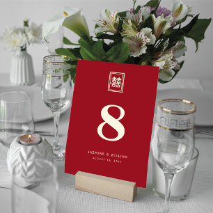 Numeração De Mesa Rectangle Double Happiness Classic Chinese Wedding
