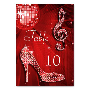 Numeração De Mesa Red Disco Ball e Stiletto Calçado Duplo Lado
