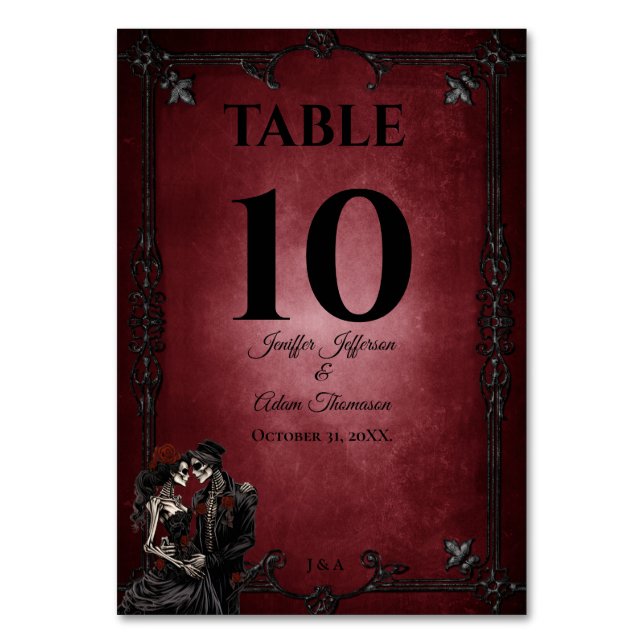 Numeração De Mesa Red Gothic Halloween Alternative Wedding (Frente)