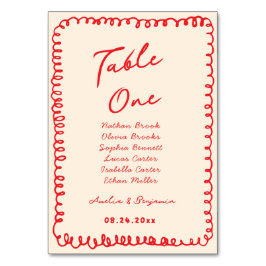 Numeração De Mesa red hand drawn heart whimsical wedding