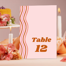 Numeração De Mesa Red Pink Orange Retro Boho Groovy Disco Casamento