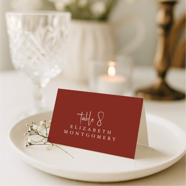 Numeração De Mesa Red Simple Modern Wedding Calligraphy (Criador carregado)