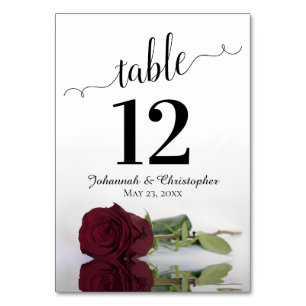Numeração De Mesa Refletindo Casamento Borgonha ou Rosa Maroon Elega