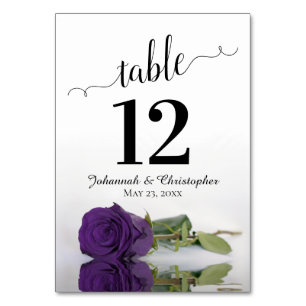 Numeração De Mesa Refletindo Casamento Elegante Rosa Roxo Real