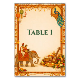 Numeração De Mesa Regal Indian Wedding Table Number Card | Gold