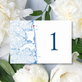 Numeração De Mesa Rehoboth Beach DE Map Marinho Elegante Casamento A