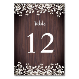 Numeração De Mesa Respiração de Bebê em Madeira Rústica Gipsófila Ca