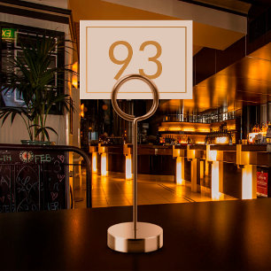 Numeração De Mesa Restaurante de Texto em Ouro Branco Minimalista