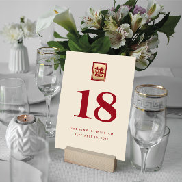 Numeração De Mesa Retângulo Clássico Casamento Chinês Ouro Xi Duplo