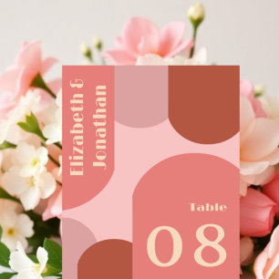 Numeração De Mesa Retro Arches Casamento Cor-de-Rosa Coral