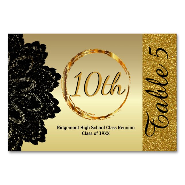 Numeração De Mesa Reunião de Classe de Ouro Personalizada (Verso)