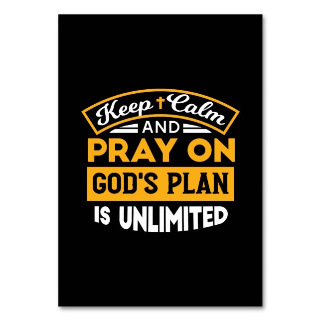 Numeração De Mesa Reze e Confie no Plano Ilimitado de Deus baseado n (Frente)