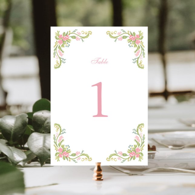 Numeração De Mesa Rococo Ornate Floral Border Wedding (Criador carregado)
