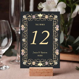 Numeração De Mesa Rococo Revival Elegant Vintage Floral Wedding