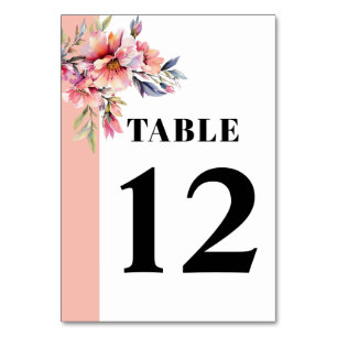Numeração De Mesa Rododendro com flores de casamento cor-de-rosa pês