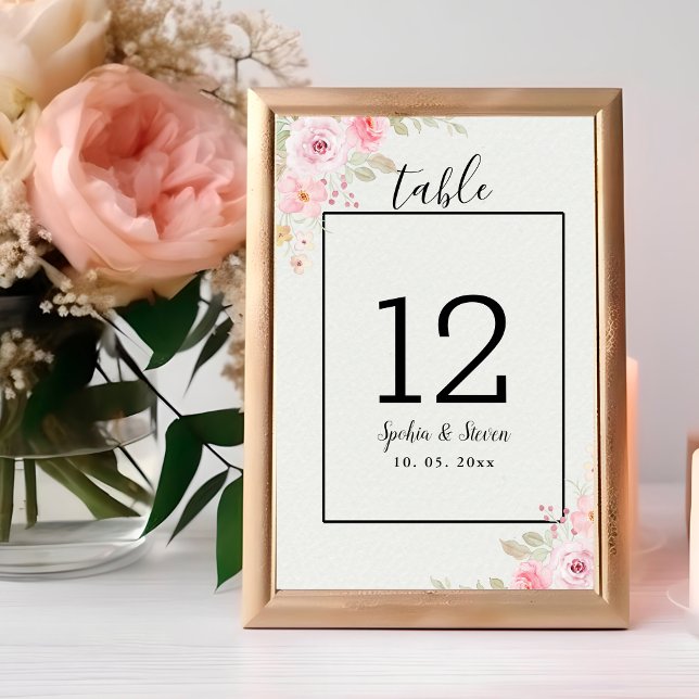Numeração De Mesa Romantic Blush Rose Wedding (Criador carregado)