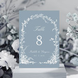 Numeração De Mesa Romantic Botanical Arch Garden Wedding Dusty Blue<br><div class="desc">This wedding table number features an arched trellis adorned with florals,  botanical foliage,  and a small bird. For more advanced customization of this design,  please click the BLUE DESIGN TOOL BUTTON above!  Matching items are also available.</div>