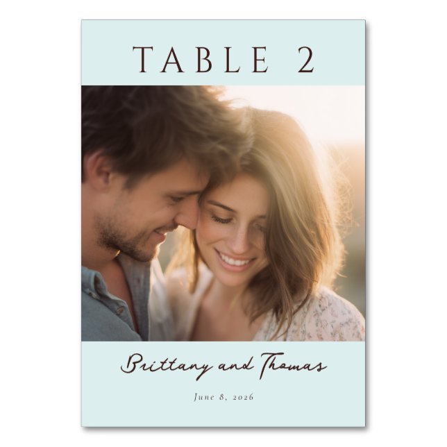 Numeração De Mesa Romantic Mint Minimalist Photo (Frente)