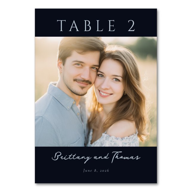 Numeração De Mesa Romantic Navy Classic Photo (Frente)