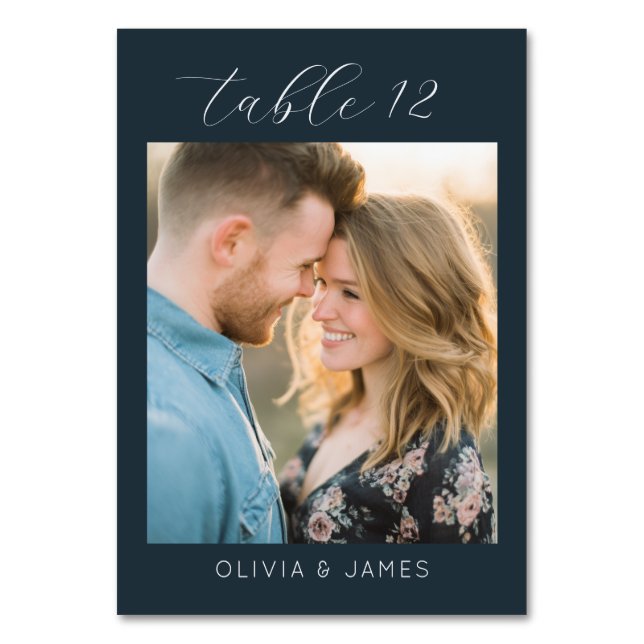 Numeração De Mesa Romantic Navy Photo (Frente)